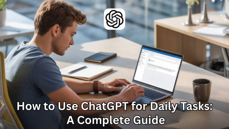 Professional using ChatGPT on laptop for daily tasks