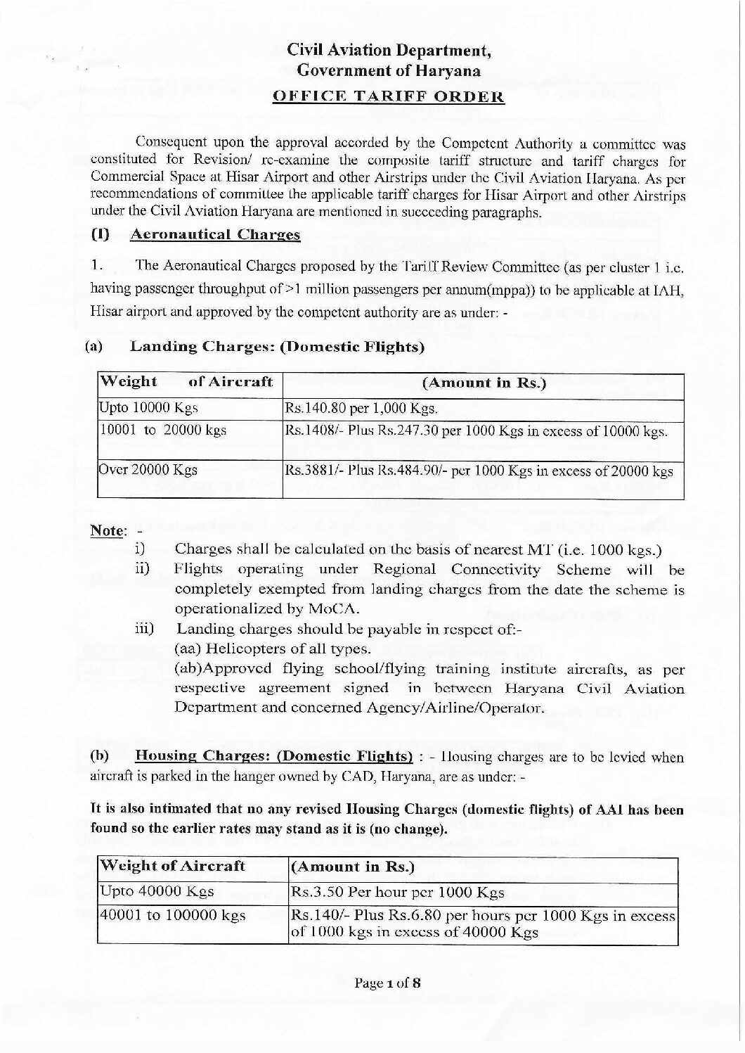 Office Tariff Order