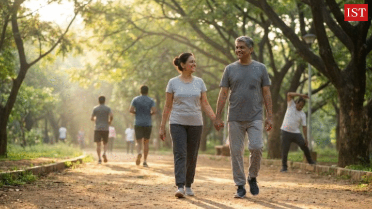 Healthy lifestyle tips showing people walking for fitness and good health