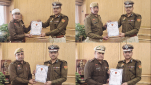 सुरजकुण्ड मेला झूला दुर्घटना के बाद सम्मानित किए गए घायल पुलिसकर्मी