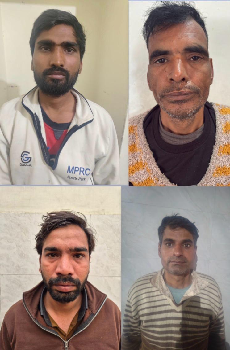 फरीदाबाद पुलिस ने चार आरोपियों से देसी कट्टे बरामद किए